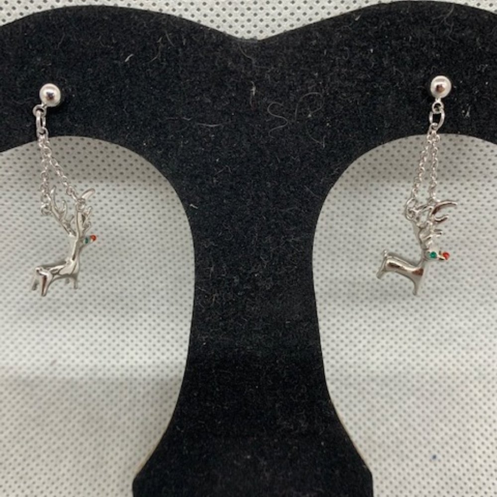 RS Covenant Silver Reindeer Cubic Zirconia Earrings w/lifetime warranty